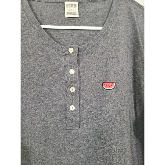 Victoria secret PINK large women's gray long sleeve logo t-shirt - Picture 2 of 8